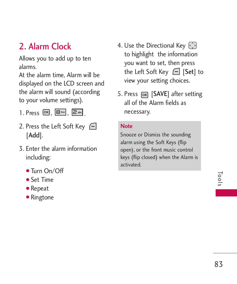 Alarm clock | LG LGAX8370 User Manual | Page 85 / 338