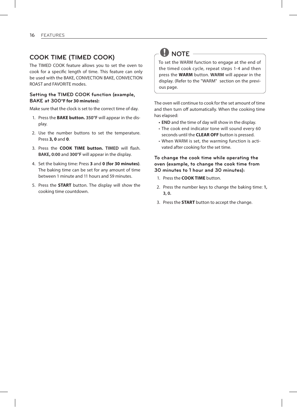 Cook time (timed cook) | LG LRE3023SW User Manual | Page 16 / 84