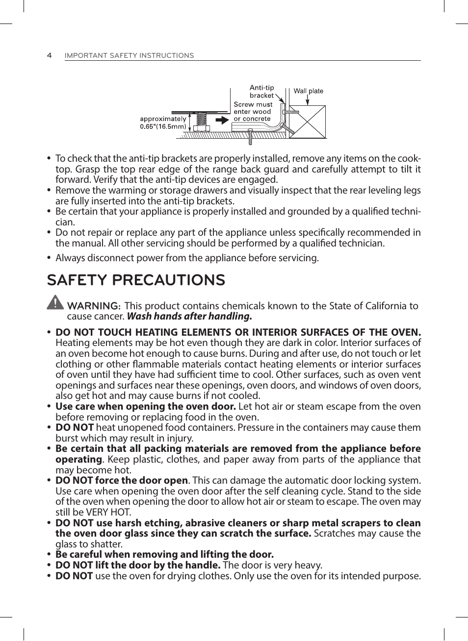 Safety precautions | LG LRE3023SW User Manual | Page 4 / 84