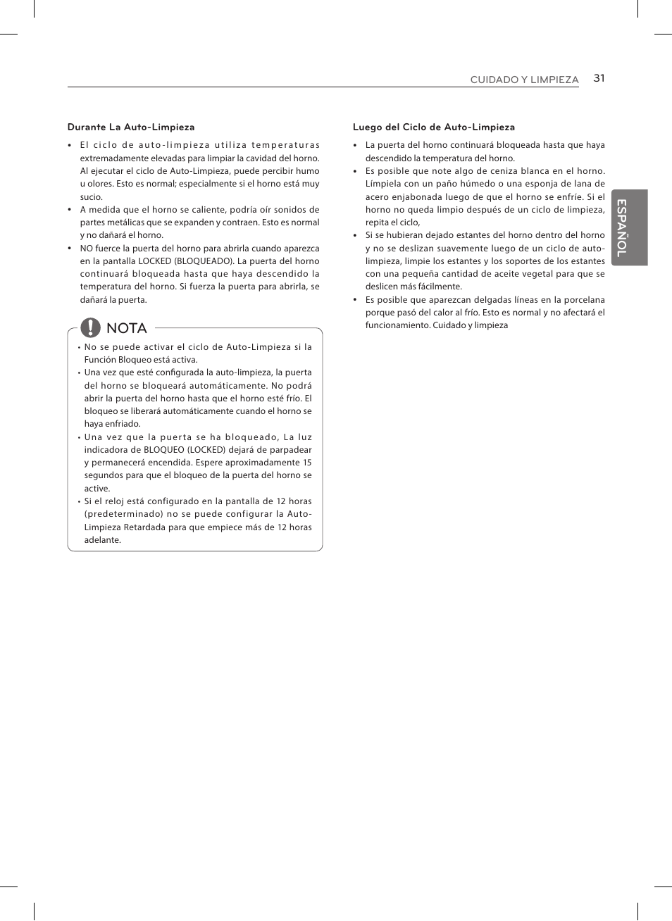 Nota, Esp añol | LG LRE3023SW User Manual | Page 71 / 84