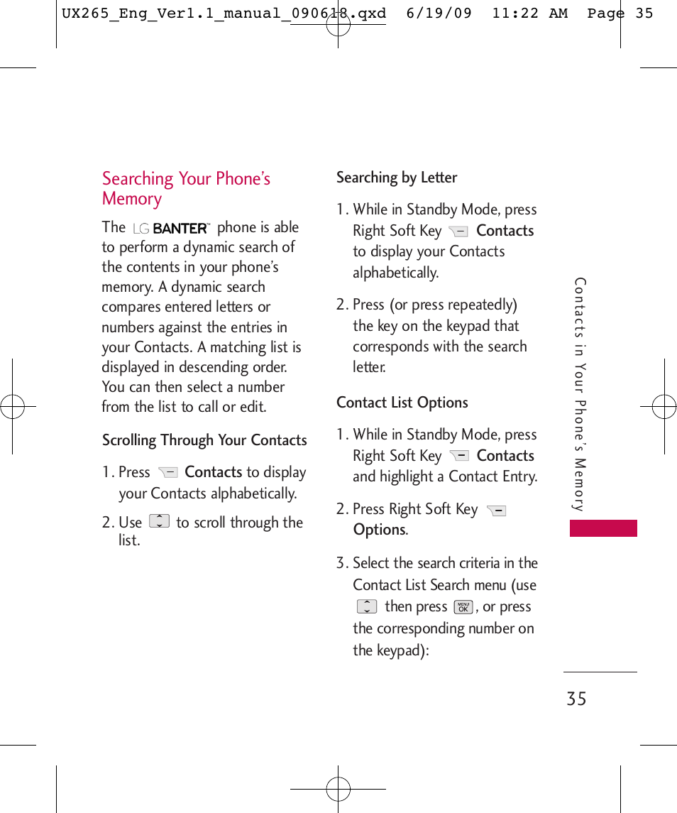 LG LGUX265 User Manual | Page 35 / 124