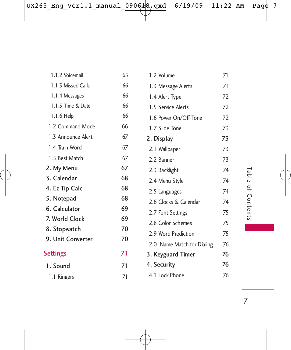 LG LGUX265 User Manual | Page 7 / 124