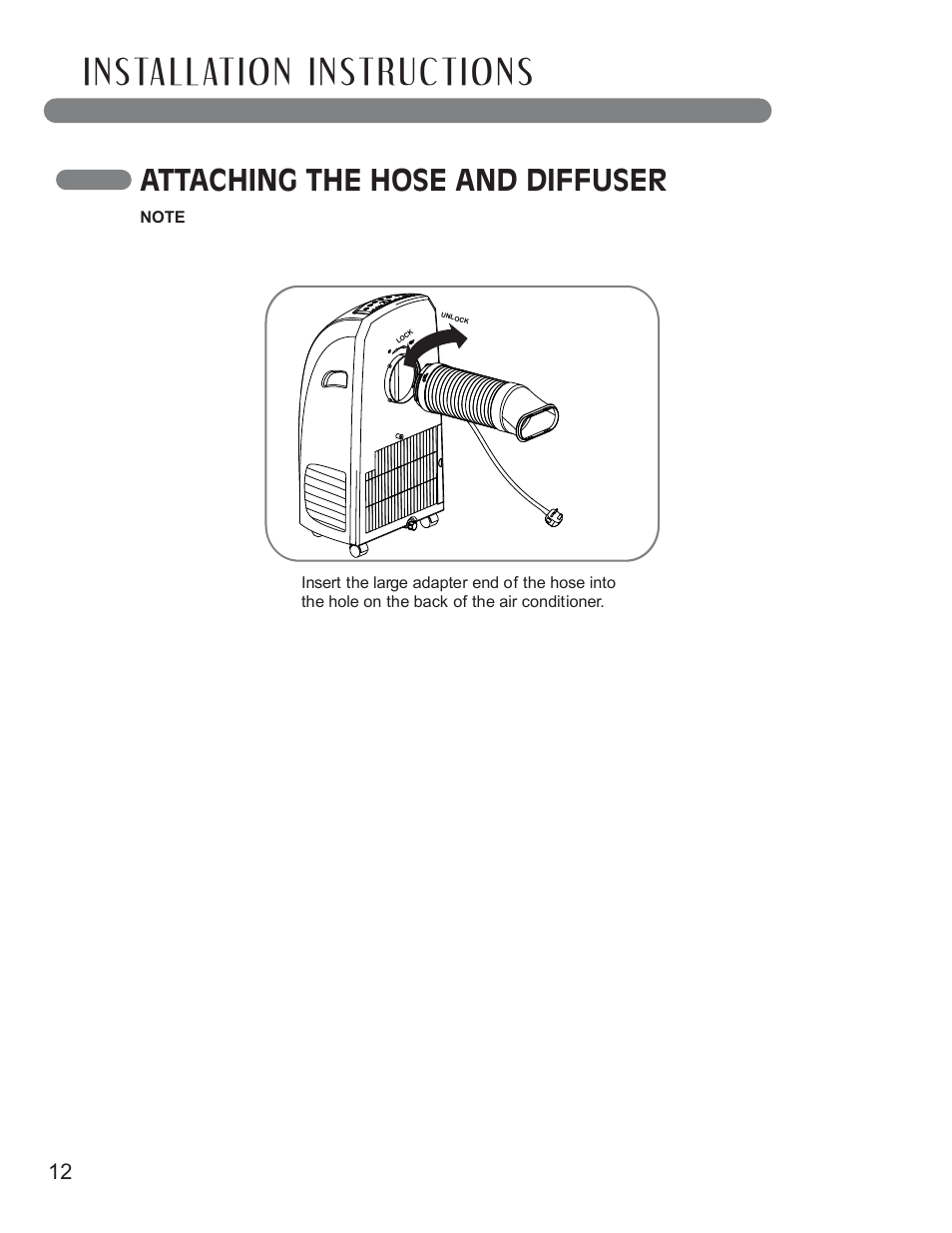 Attaching the hose and diffuser | LG LP0910WNR User Manual | Page 12 / 48