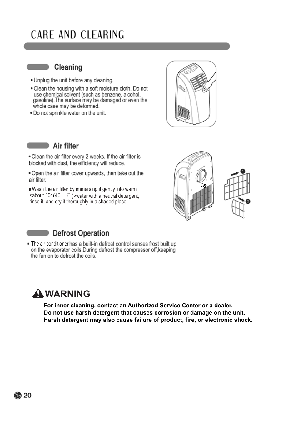 Warning | LG LP0910WNR User Manual | Page 20 / 48