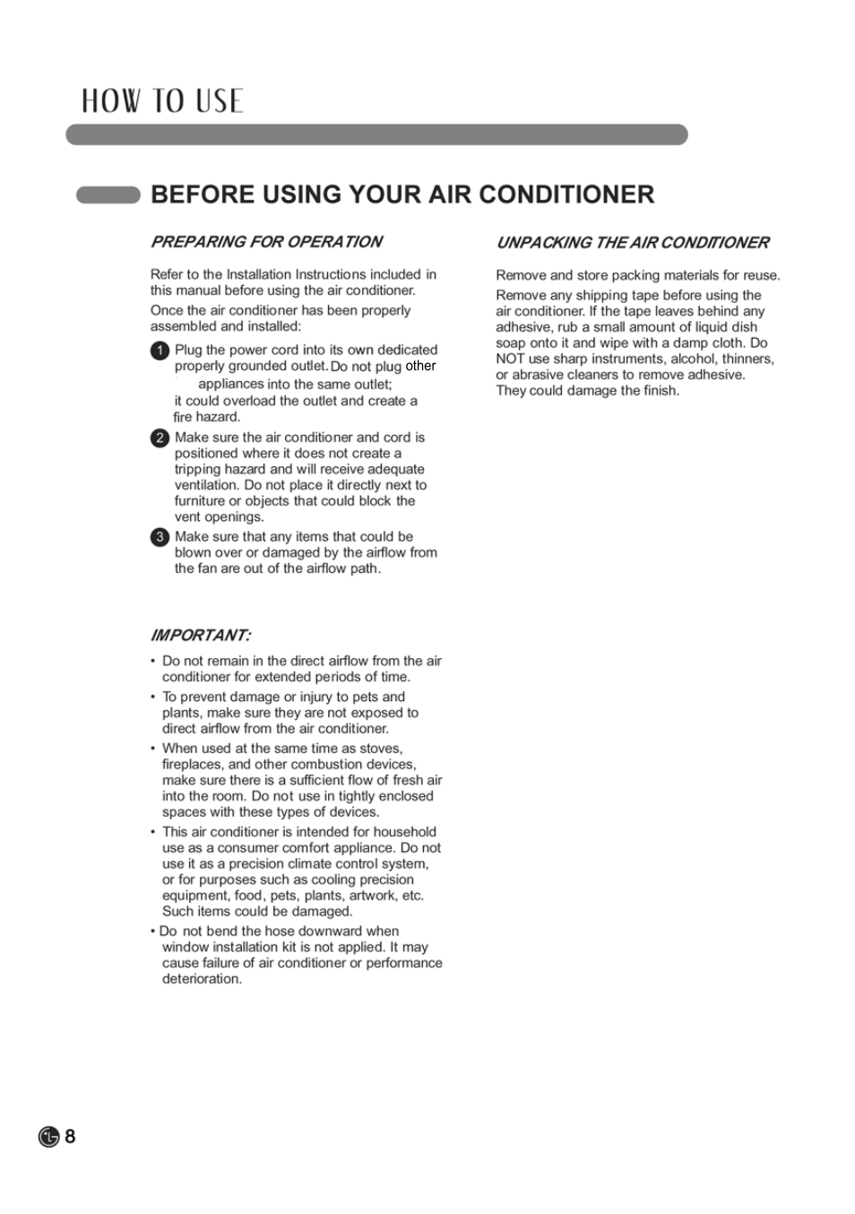 LG LP0910WNR User Manual | Page 8 / 48