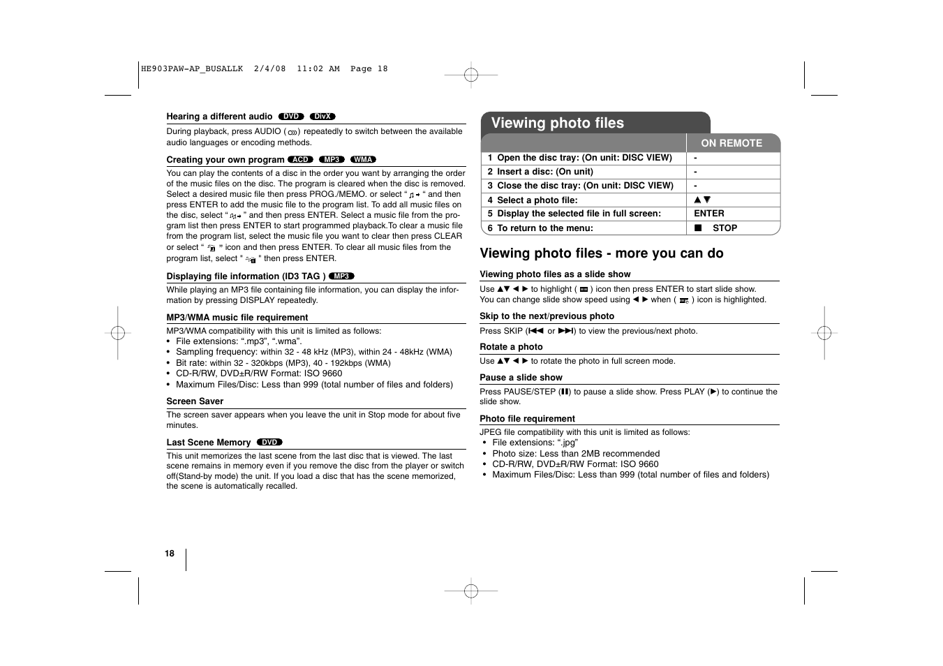 Viewing photo files, Viewing photo files - more you can do | LG LHT874 User Manual | Page 18 / 28