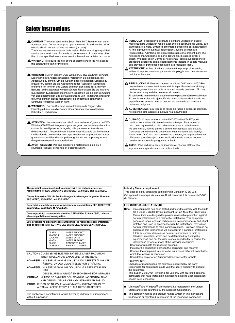Safety instructions | LG GSA-H54L User Manual | Page 4 / 4