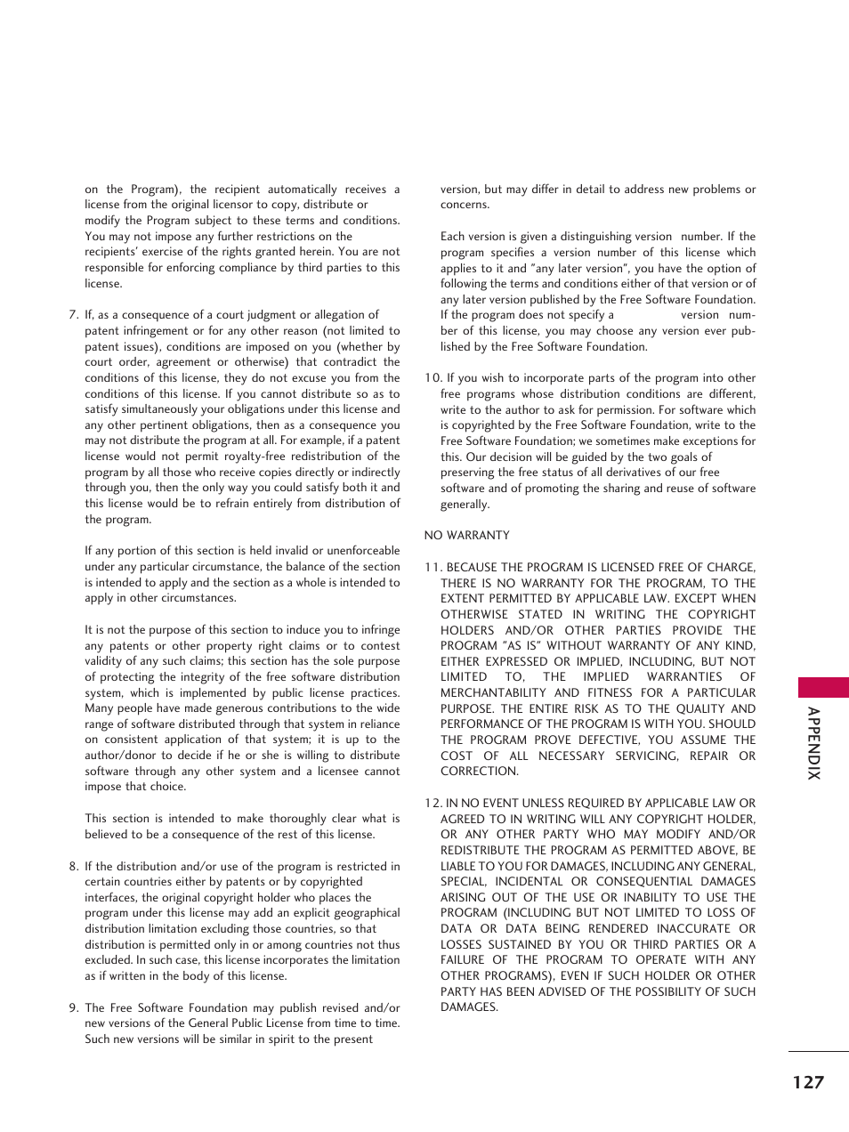 App en d ix | LG 37LD665H User Manual | Page 127 / 207