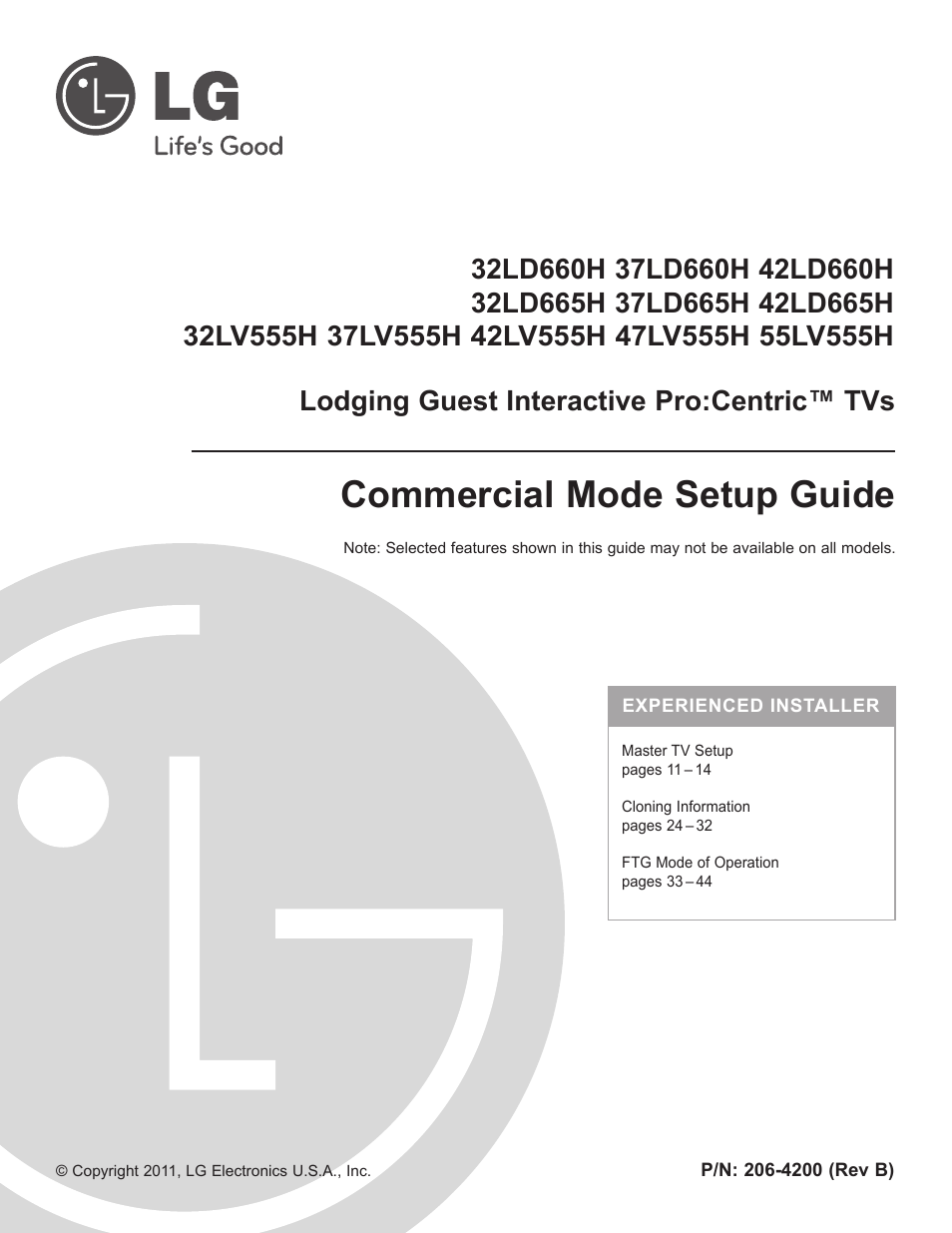 Commercial mode setup guide | LG 37LD665H User Manual | Page 140 / 207