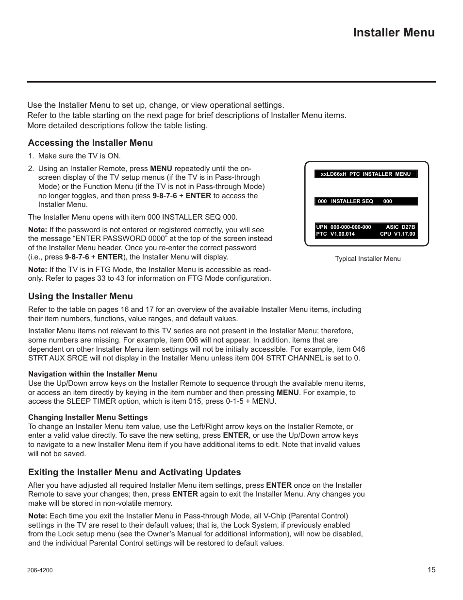 Installer menu | LG 37LD665H User Manual | Page 154 / 207