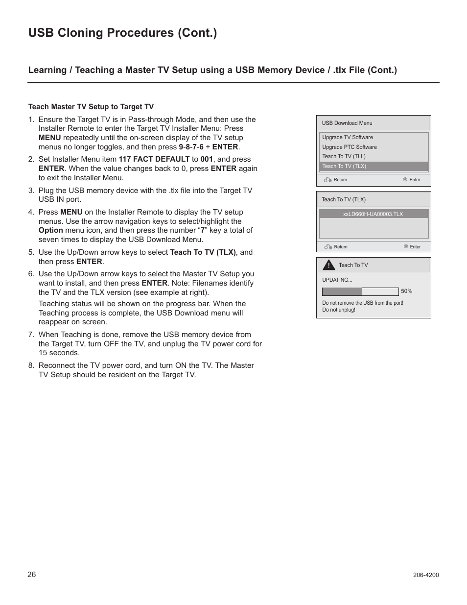 Usb cloning procedures (cont.) | LG 37LD665H User Manual | Page 165 / 207