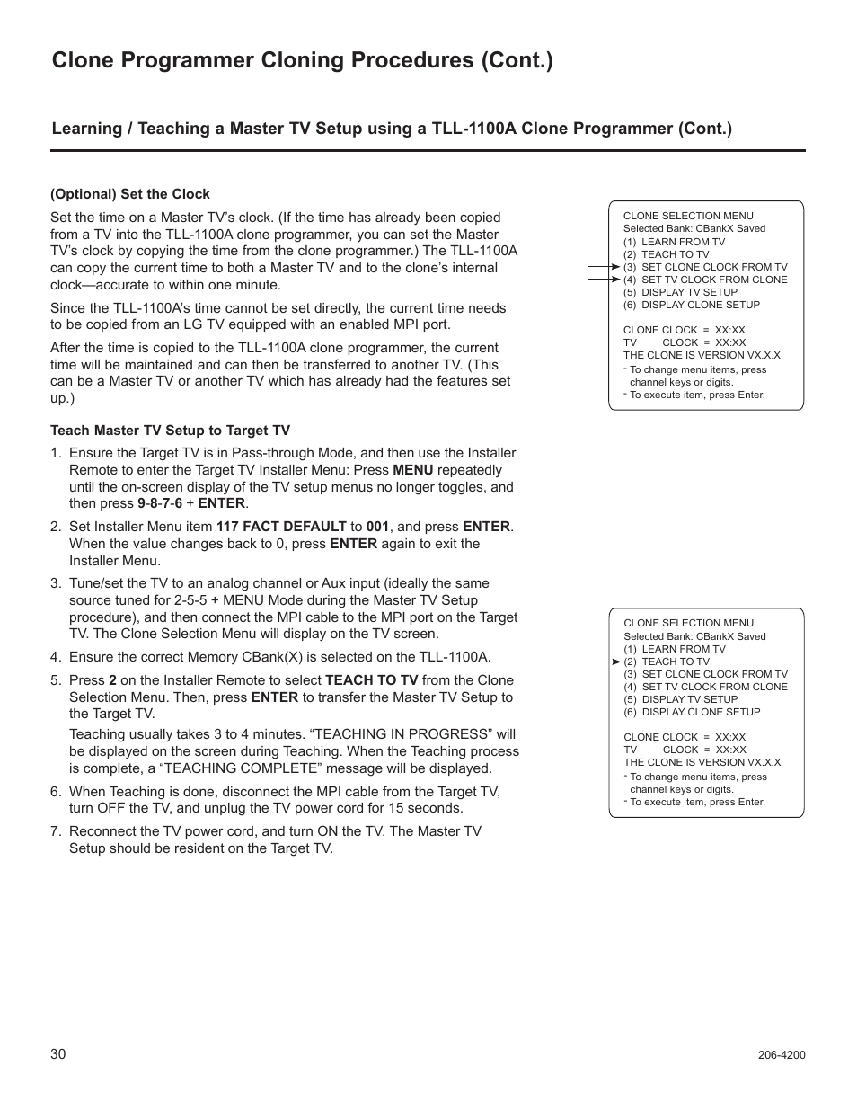 Clone programmer cloning procedures (cont.) | LG 37LD665H User Manual | Page 169 / 207