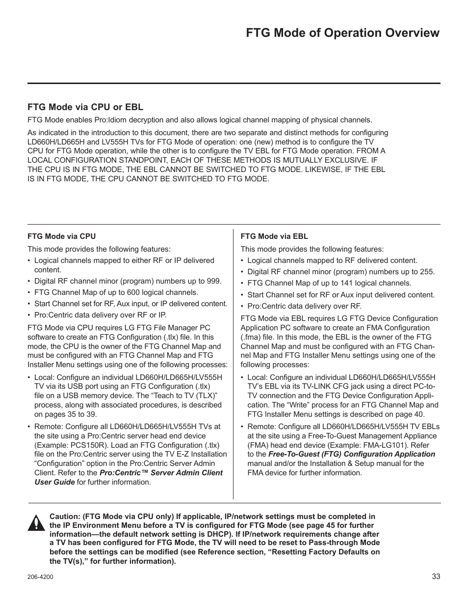 Ftg mode of operation overview | LG 37LD665H User Manual | Page 172 / 207