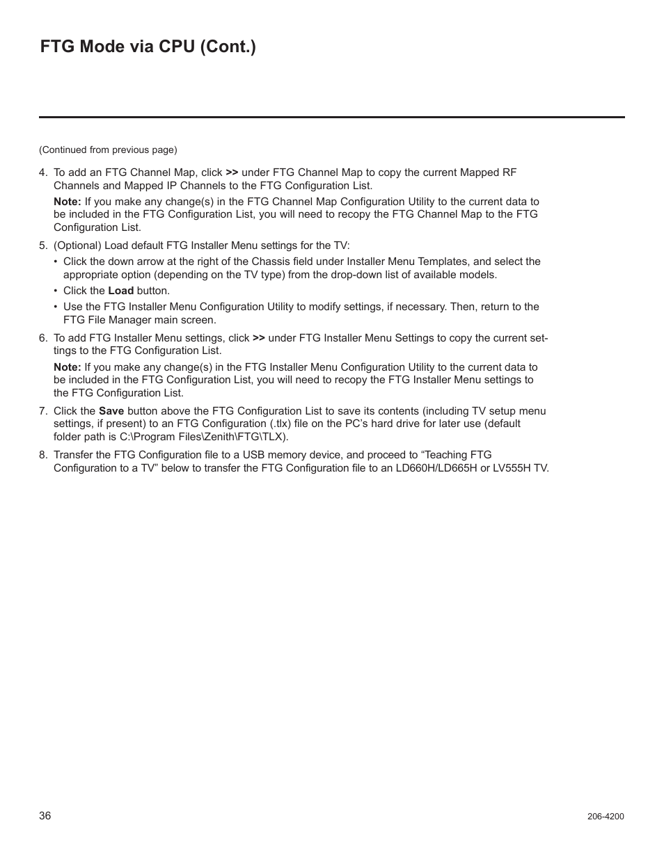 Ftg mode via cpu (cont.) | LG 37LD665H User Manual | Page 175 / 207