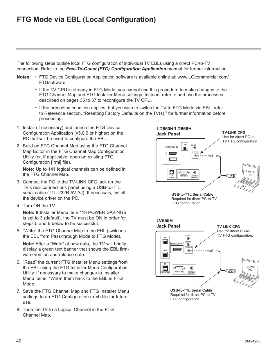 Ftg mode via ebl (local configuration) | LG 37LD665H User Manual | Page 179 / 207