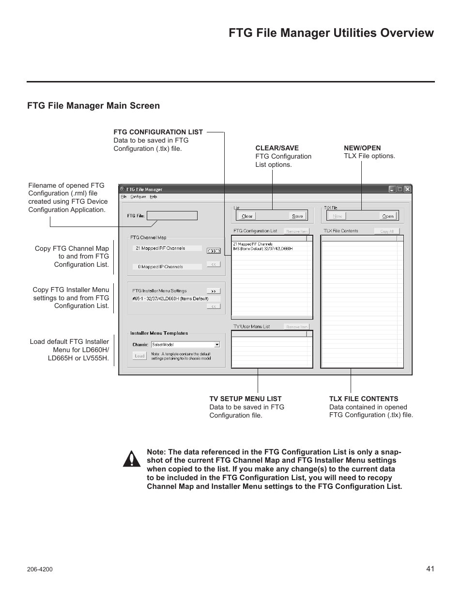 Ftg file manager utilities overview, Ftg file manager main screen | LG 37LD665H User Manual | Page 180 / 207