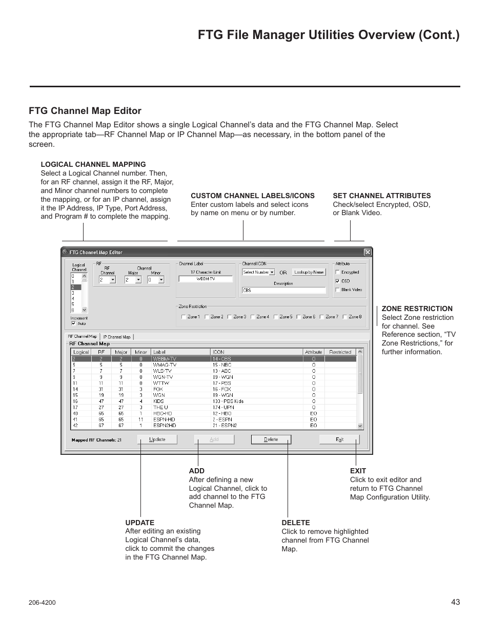 Ftg file manager utilities overview (cont.), Ftg channel map editor | LG 37LD665H User Manual | Page 182 / 207