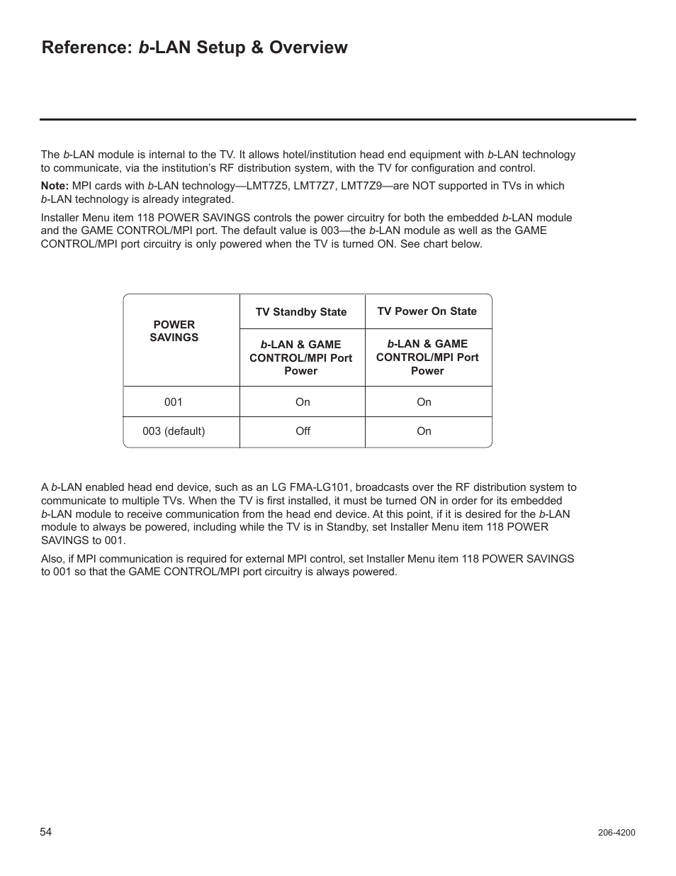 B-lan setup & overview, Reference: b -lan setup & overview | LG 37LD665H User Manual | Page 193 / 207