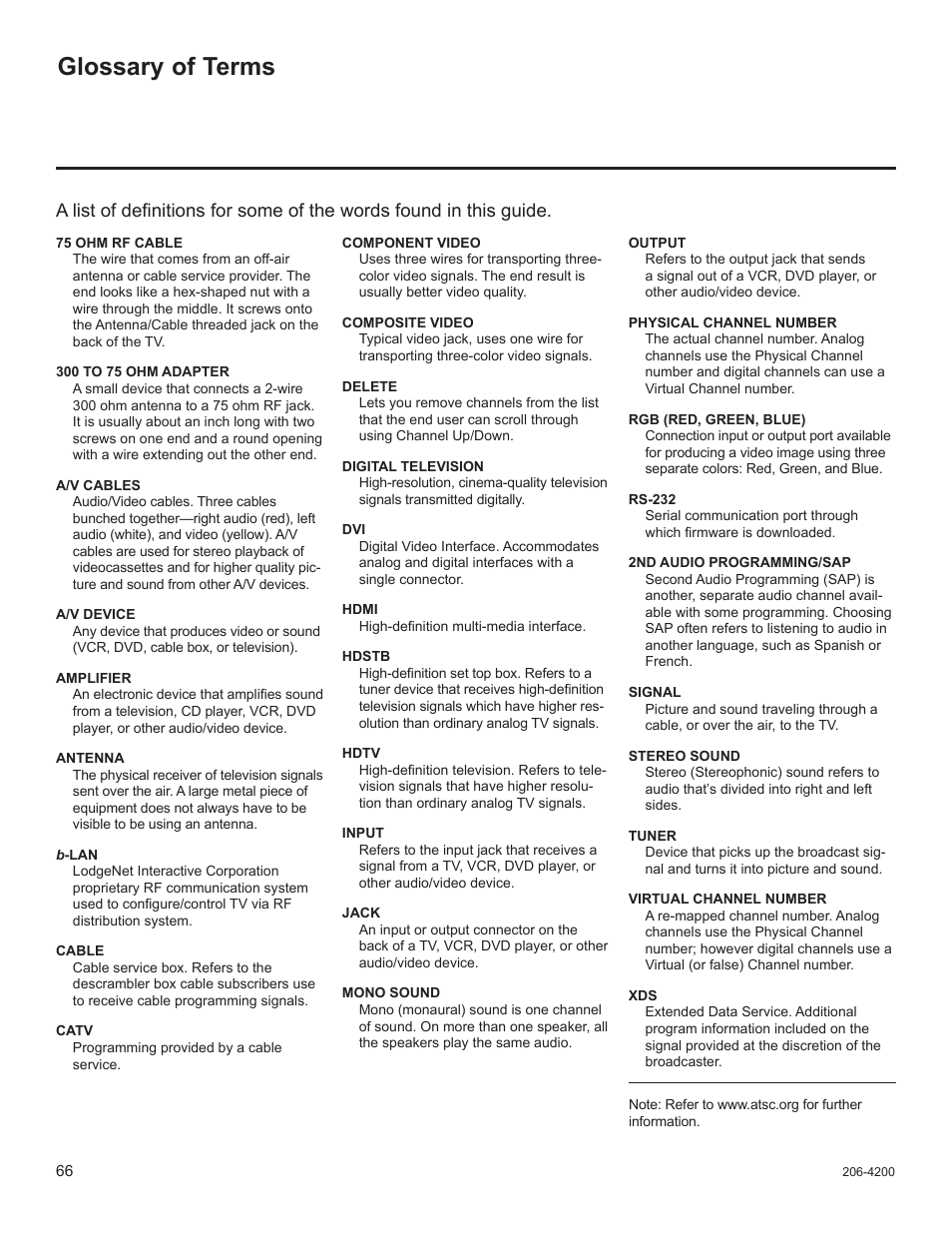 Glossary of terms | LG 37LD665H User Manual | Page 205 / 207