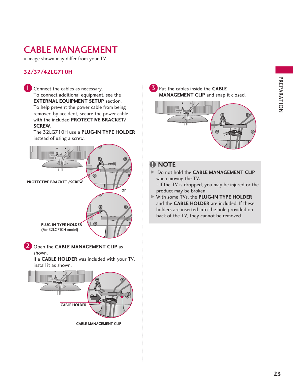Cable management | LG 37LD665H User Manual | Page 23 / 207