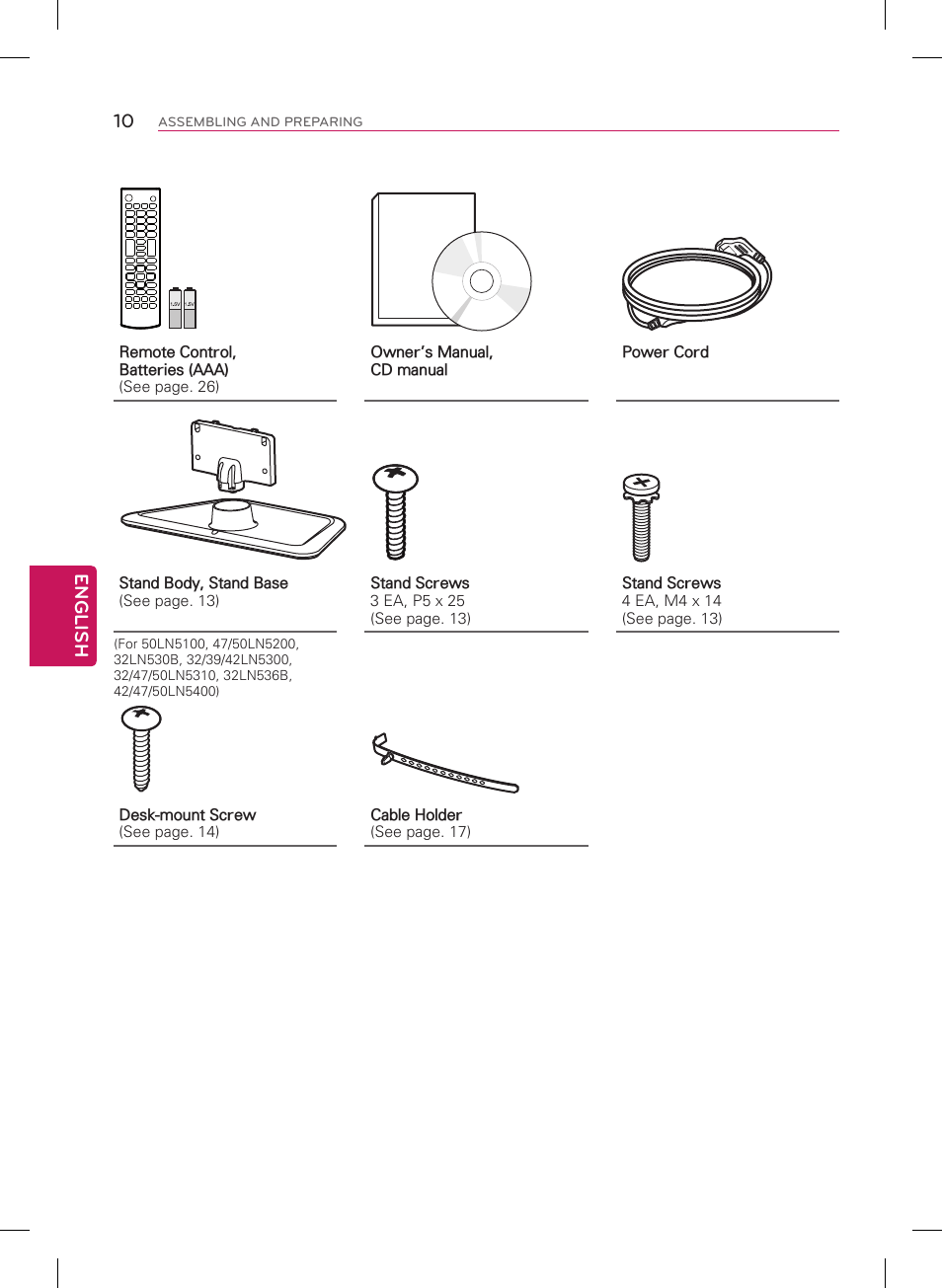 English 10 | LG 55LN5400 User Manual | Page 10 / 48