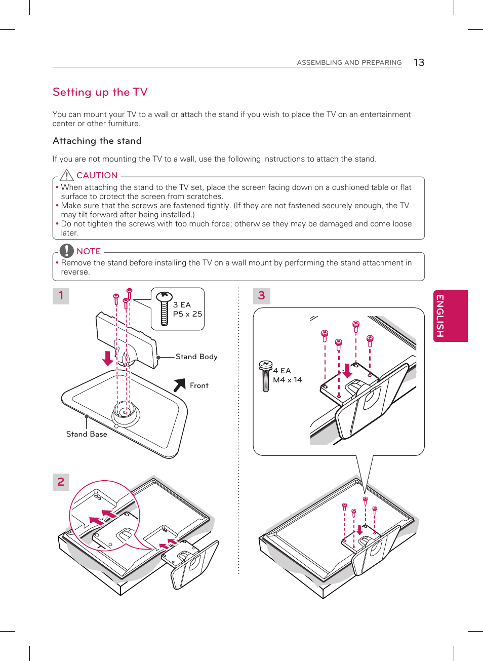 Setting up the tv | LG 55LN5400 User Manual | Page 13 / 48