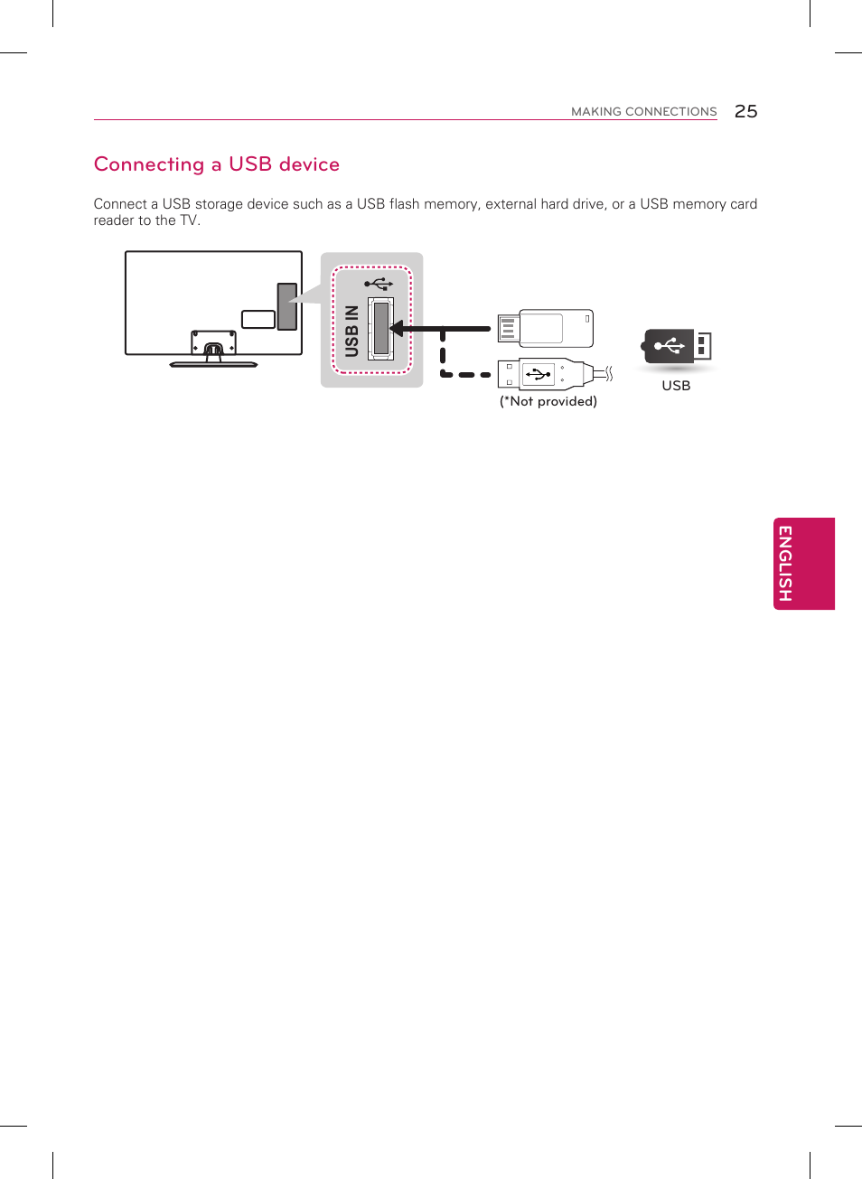 Connecting a usb device | LG 55LN5400 User Manual | Page 25 / 48