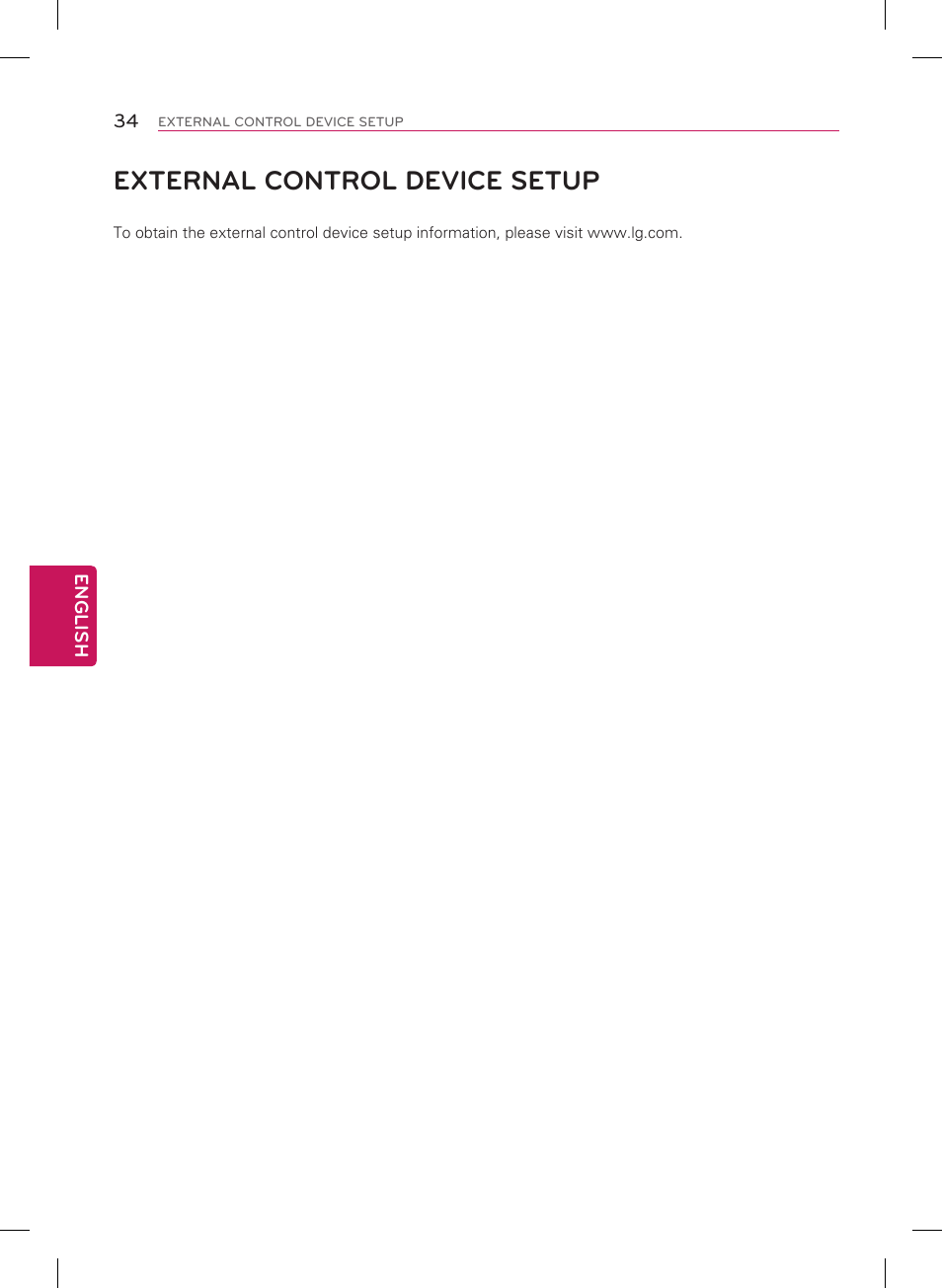 External control device setup | LG 55LN5400 User Manual | Page 34 / 48