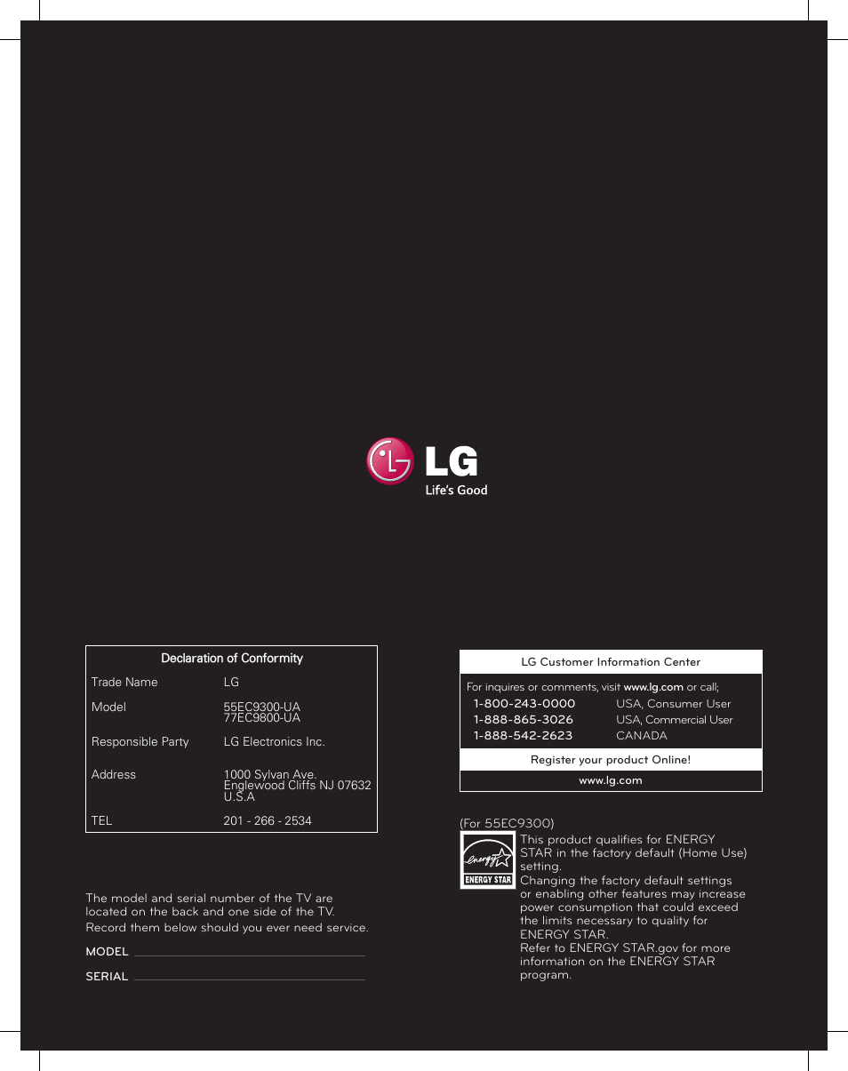 LG 55EC9300 User Manual | Page 44 / 44