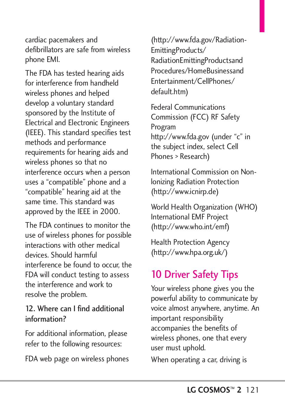 10 driver safety tips | LG LGVN251 User Manual | Page 123 / 292