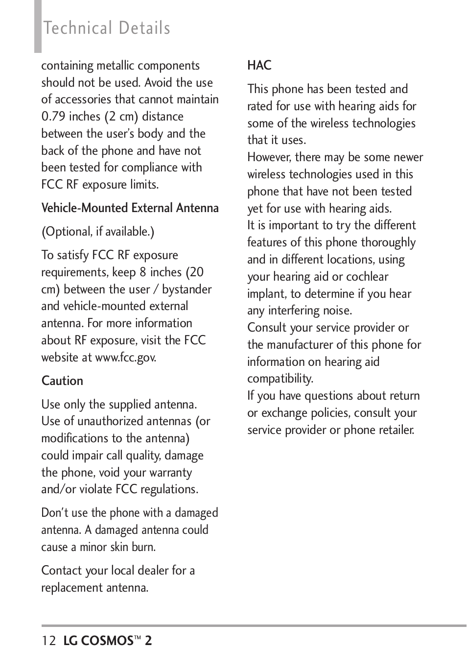 Technical details | LG LGVN251 User Manual | Page 14 / 292