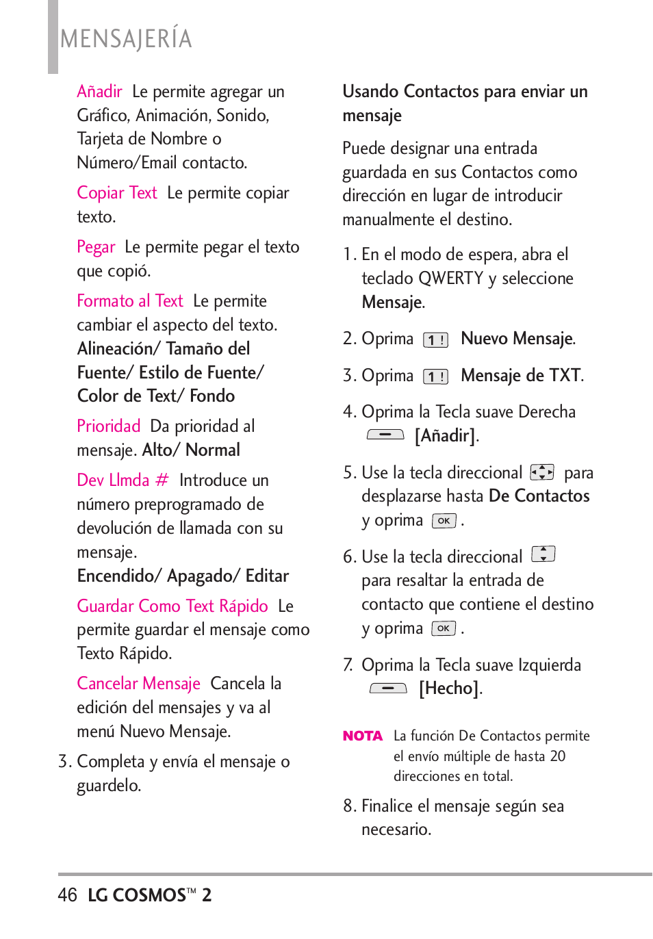 Mensajería | LG LGVN251 User Manual | Page 187 / 292