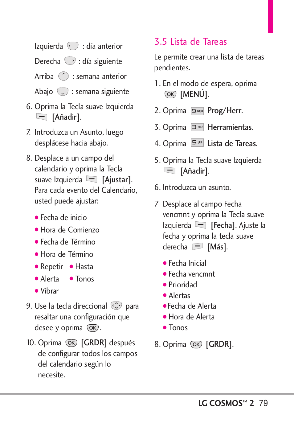 5 lista de tareas | LG LGVN251 User Manual | Page 220 / 292