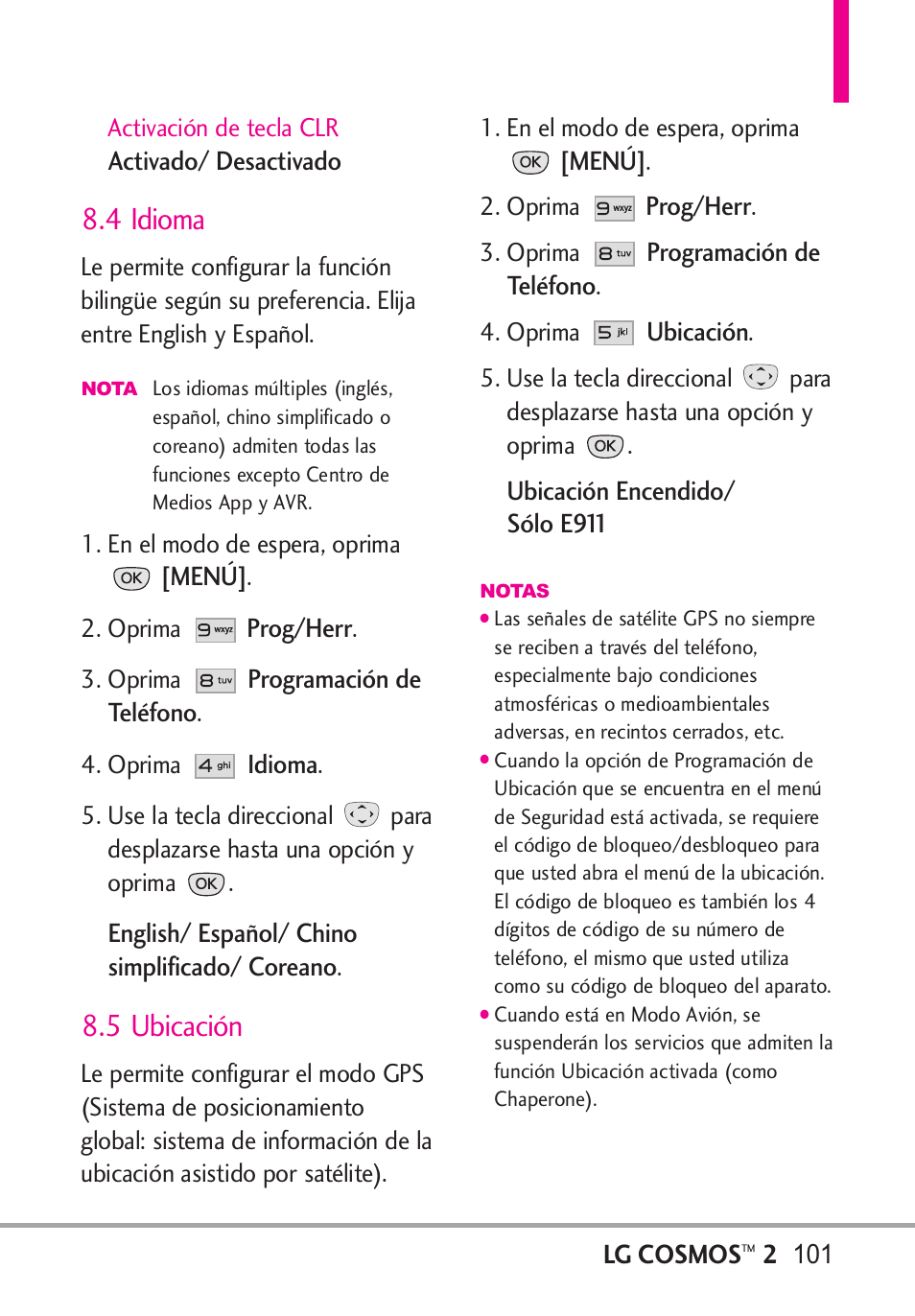 4 idioma, 5 ubicación | LG LGVN251 User Manual | Page 242 / 292