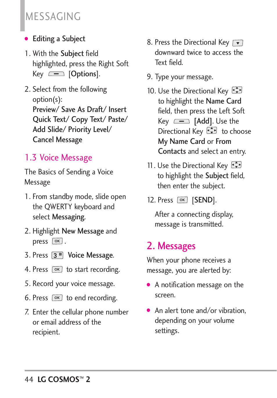 3 voice message, Messages, Messaging | LG LGVN251 User Manual | Page 46 / 292