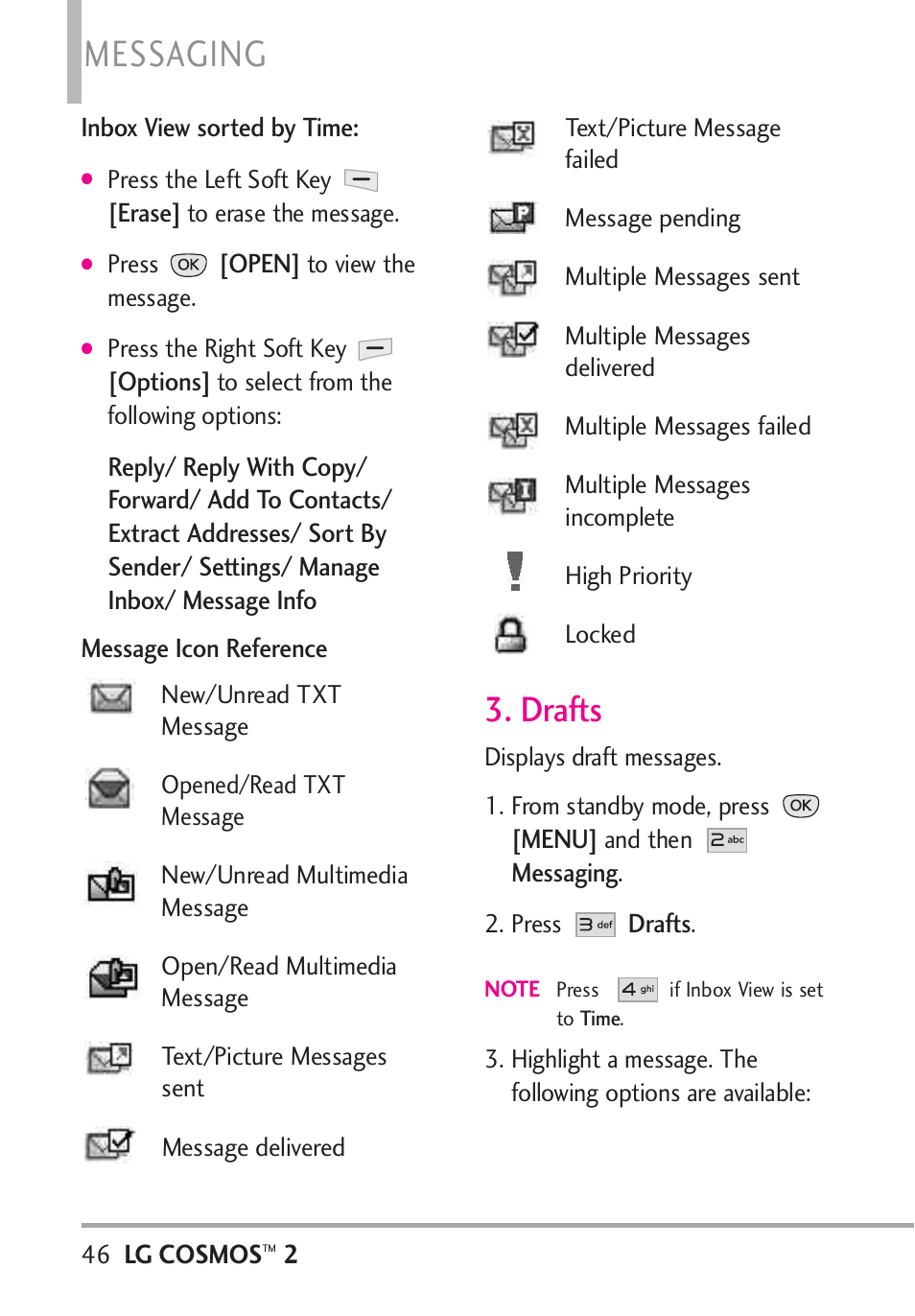 Drafts, Messaging | LG LGVN251 User Manual | Page 48 / 292