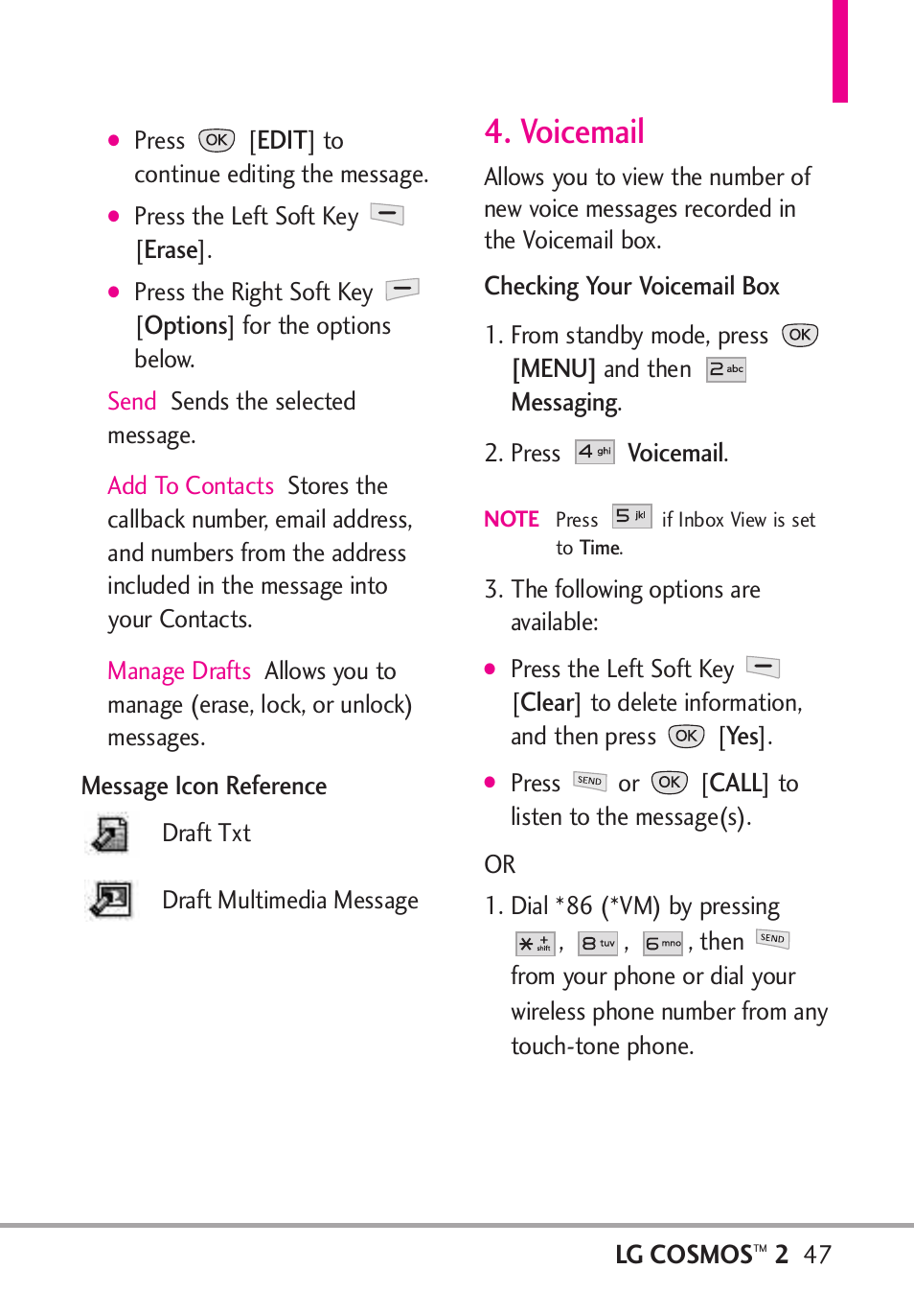 Voicemail | LG LGVN251 User Manual | Page 49 / 292