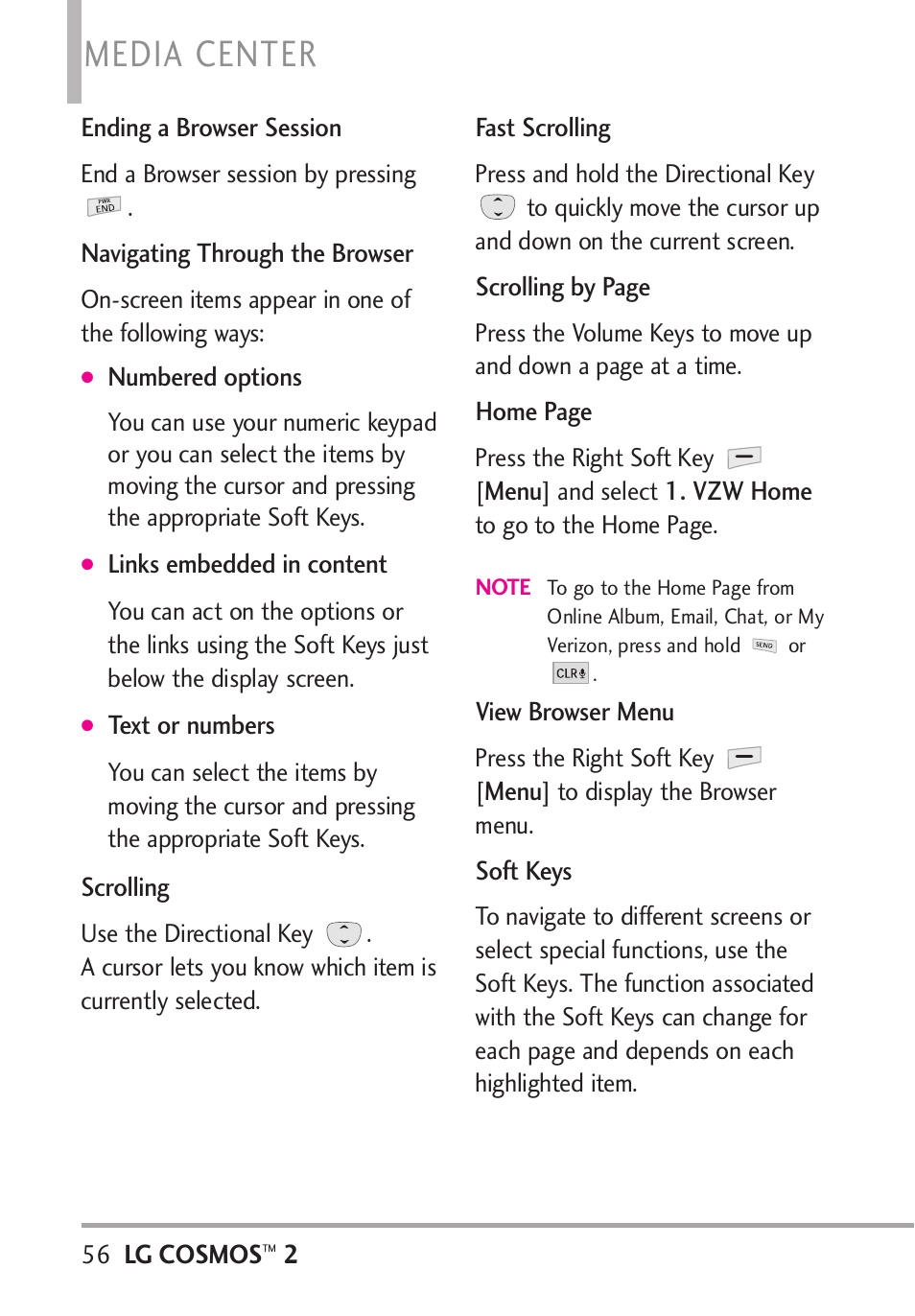 Media center | LG LGVN251 User Manual | Page 58 / 292