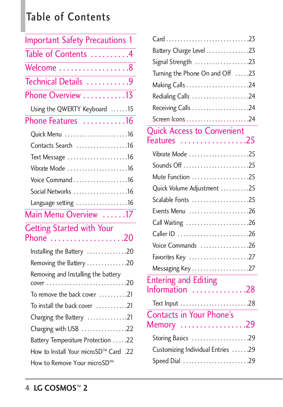 LG LGVN251 User Manual | Page 6 / 292