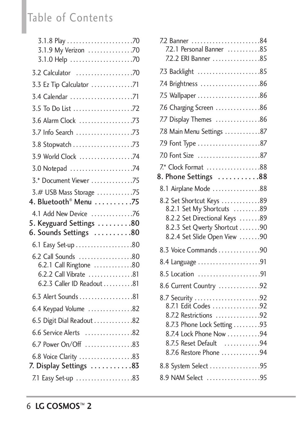 LG LGVN251 User Manual | Page 8 / 292