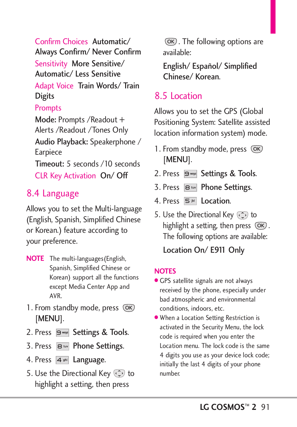 4 language, 5 location | LG LGVN251 User Manual | Page 93 / 292