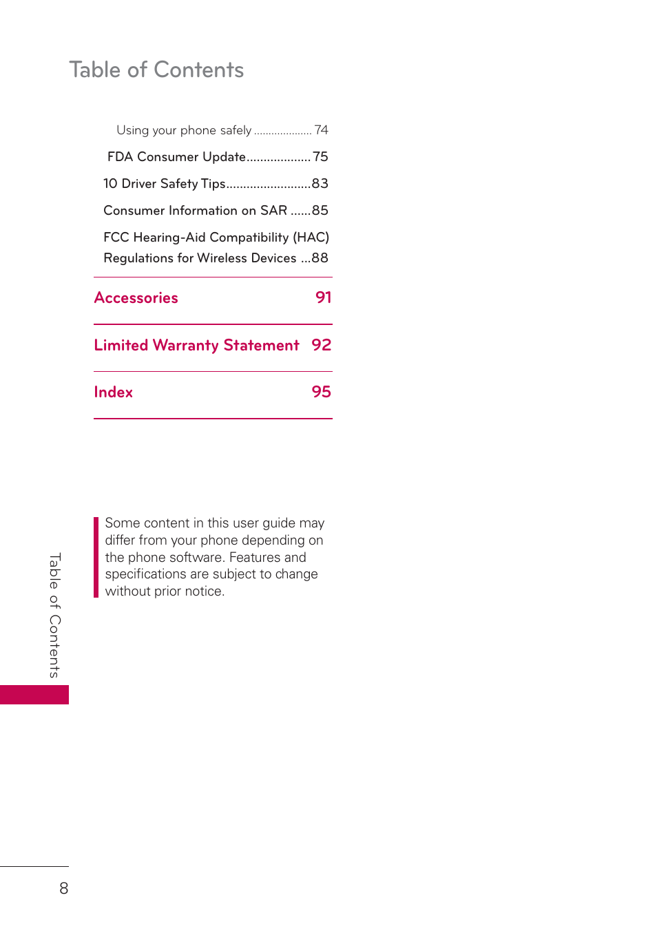 LG UN160 User Manual | Page 10 / 101