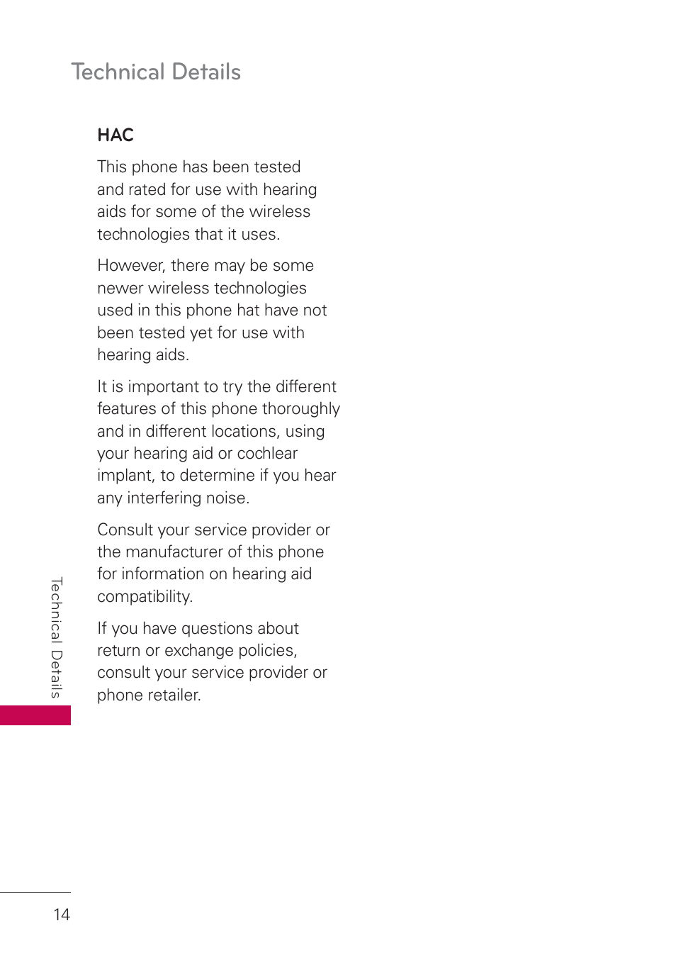 Technical details | LG UN160 User Manual | Page 16 / 101