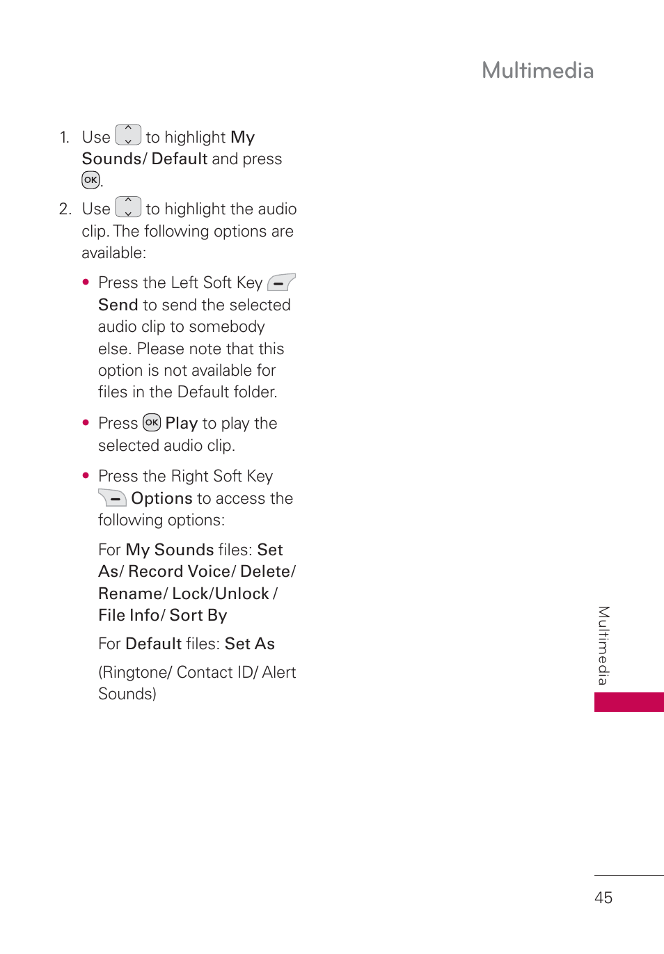 Multimedia | LG UN160 User Manual | Page 47 / 101