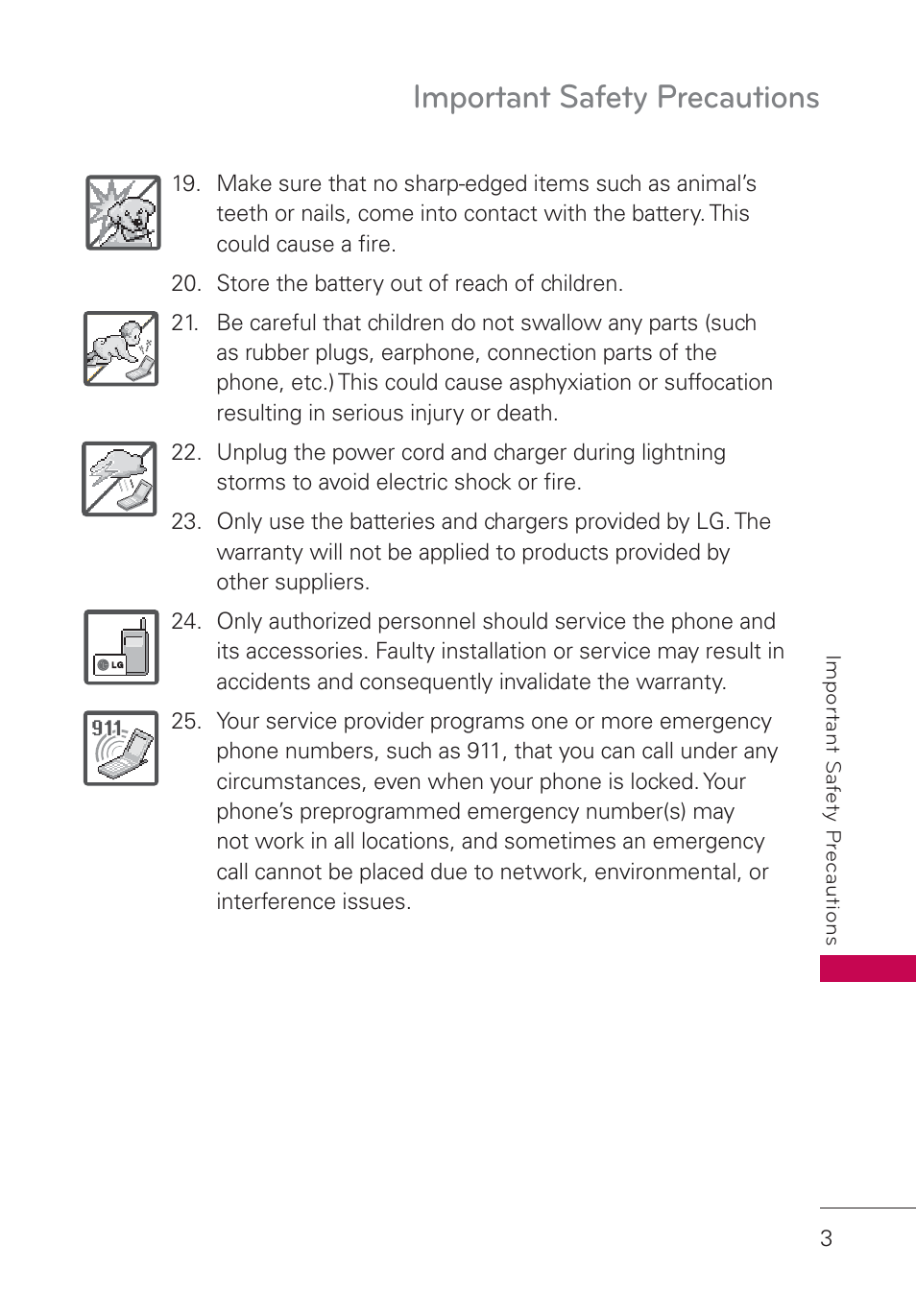 Important safety precautions | LG UN160 User Manual | Page 5 / 101