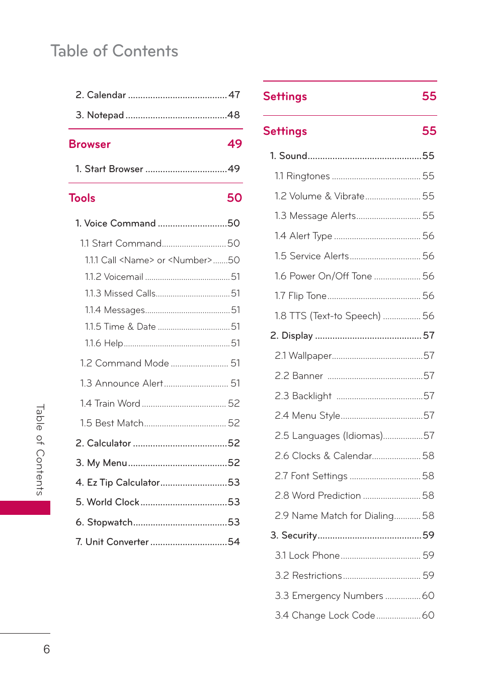 LG UN160 User Manual | Page 8 / 101