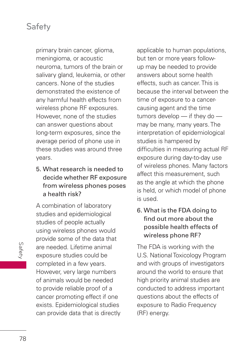 Safety | LG UN160 User Manual | Page 80 / 101