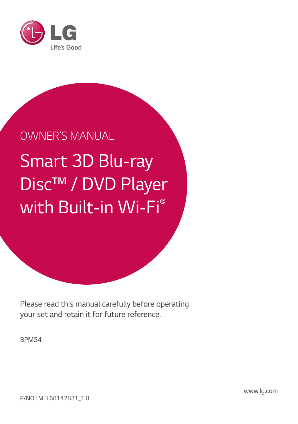 LG BPM54 User Manual | 70 pages