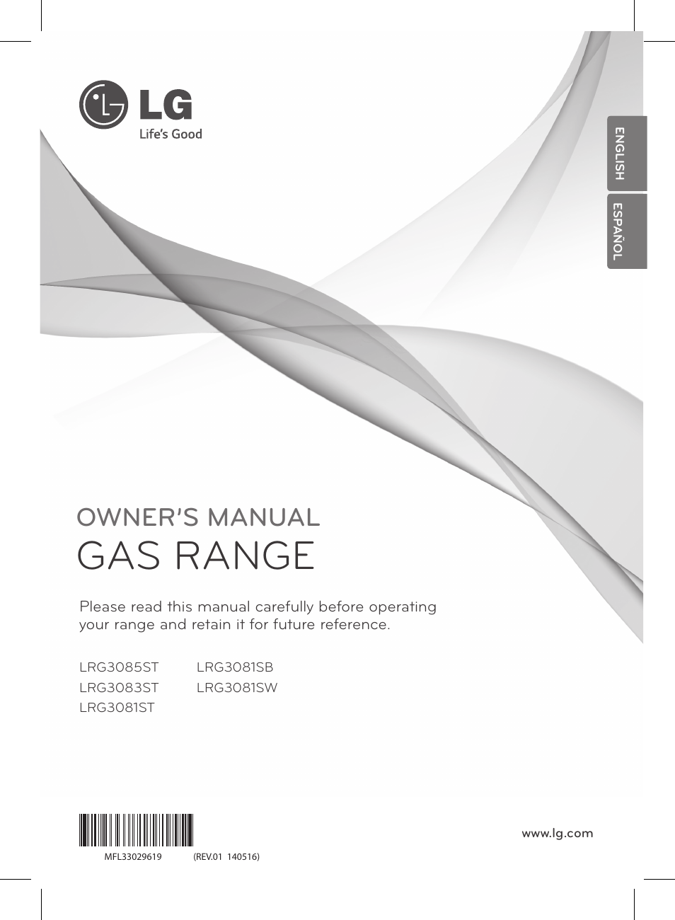 Gas range, Owner’s manual | LG LRG3083ST User Manual | Page 2 / 93