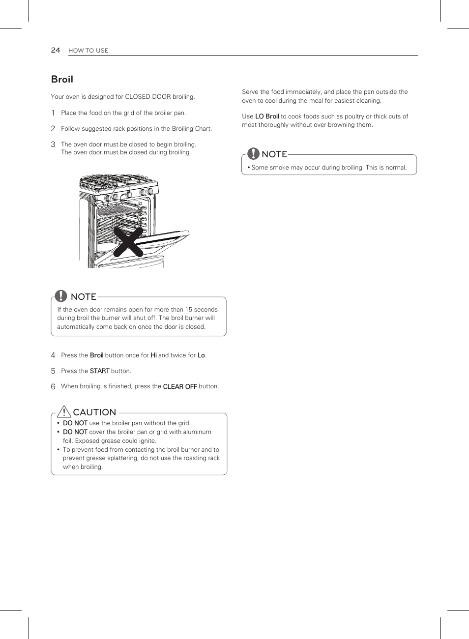 Broil, Caution | LG LRG3083ST User Manual | Page 25 / 93